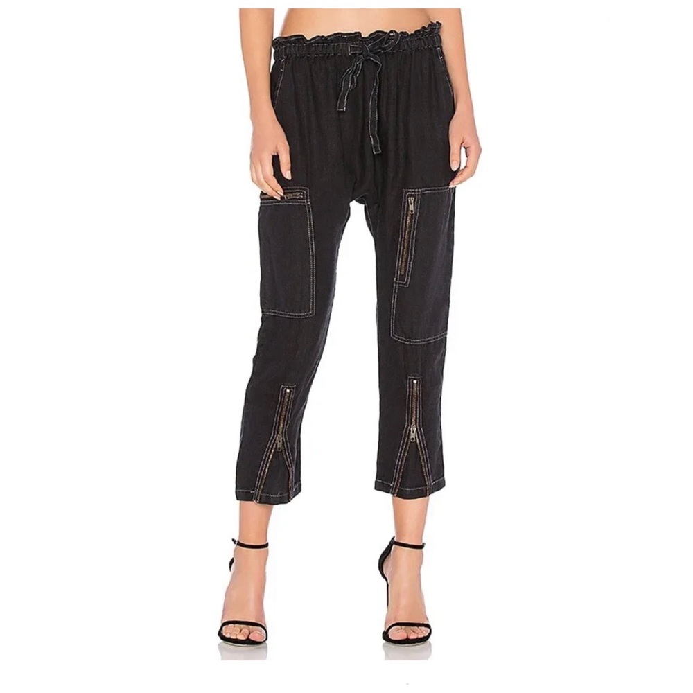 Current Elliott Linen Zip Pants Pull On Harem Style Cargo